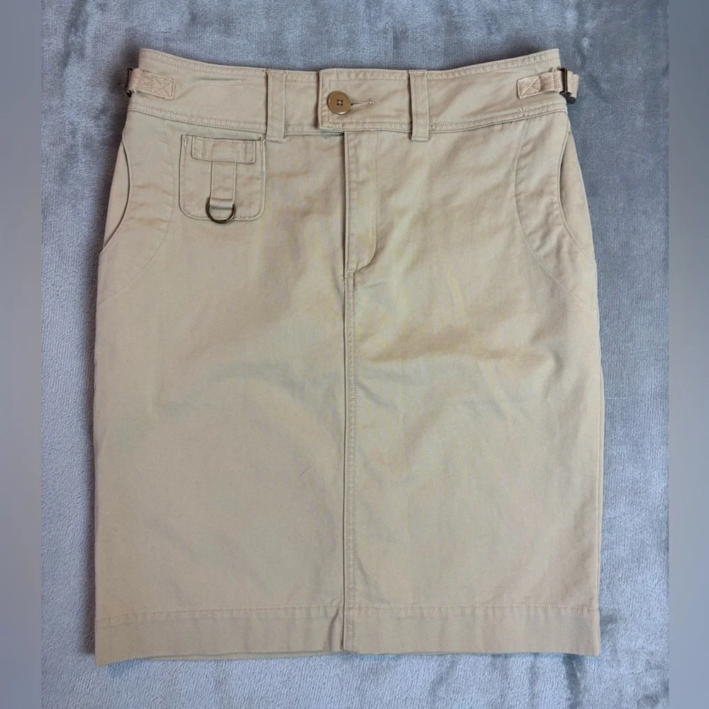 Ralph Lauren Sport Khaki Cotton Utility Skirt Sz 6 Adjustable Belt Pockets